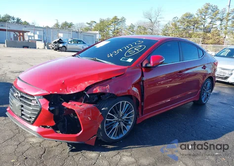 2018 Hyundai Elantra Sport z USA, uszkodzony, nr VIN KMHD04LB7JU612045